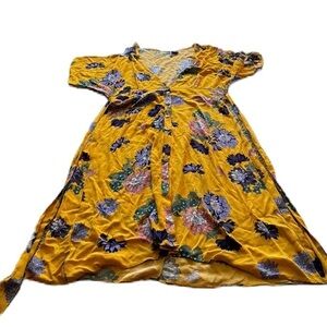 Ivory Love L button down harvest gold floral dress with tie back